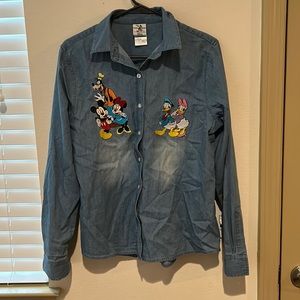 Blue denim embroidered disney shirt